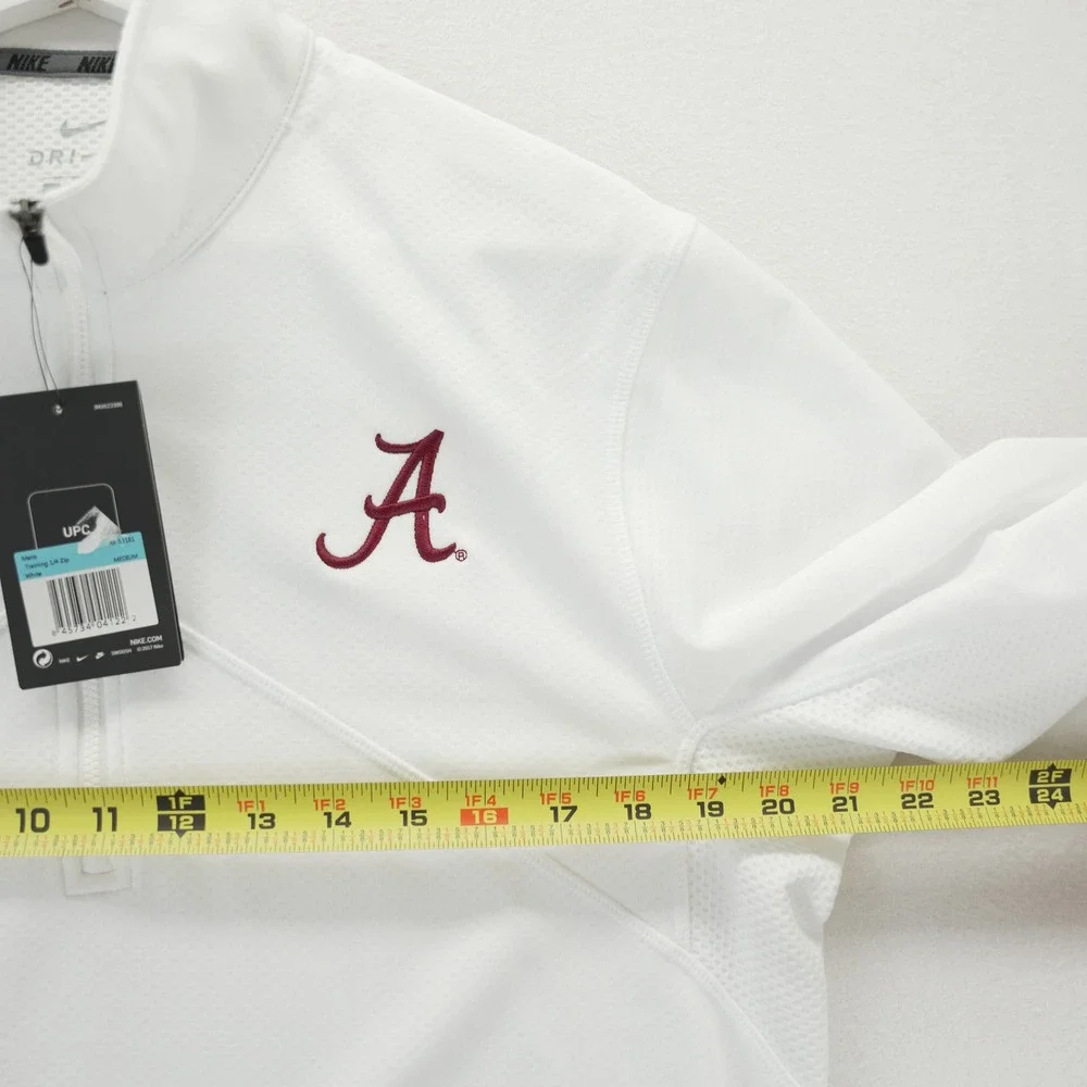 Nike Alabama Crimson Tide Dri-FIT 1/4 Zip Training Pullover White Mens Medium